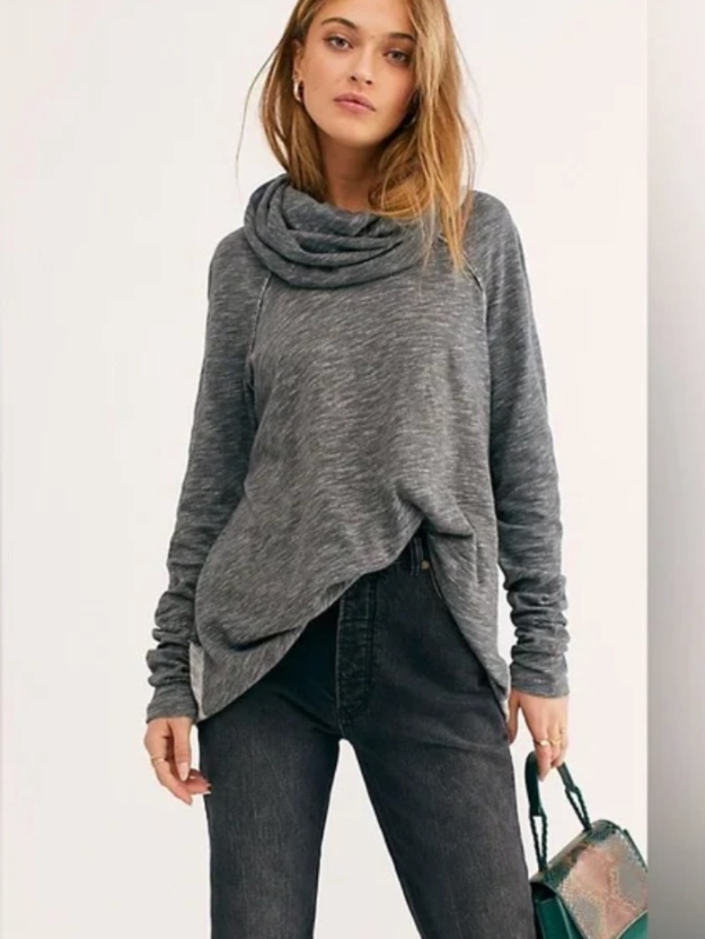 Free People Beach Cotton Cocoon Cowl Relaxed Slouchy Pullover Size XS/S